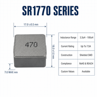 Inducteur CMS SR1770 3.3uH 47uH 100uH 4R7, Inducteur de puissance à puce de classe D, blindé, à noyau magnétique en fer, pour courant élevé