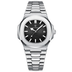 Nuovo Orologio POEDAGAR 613 del 2023, Orologio da Uomo Impermeabile per Affari, Luminoso con Data, in Acciaio Inossidabile, al Quarzo - Product Image 1