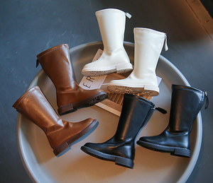 Trendy Autumn Winter Western Thick-sole Girls Shoes Long Boots Children Kids <b>Knee</b> <b>High</b> Leather Boots - Product Image 2