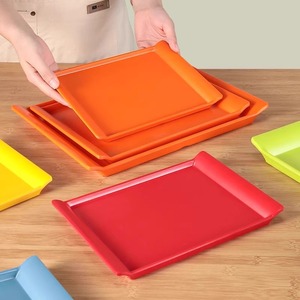Xiangyuan Meimei <b>melamine</b> double-ear rectangular commercial plastic kindergarten lunch <b>plate</b> bread display tray with handle - Product Image 2
