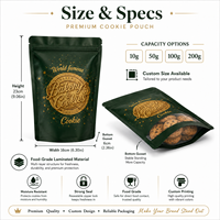 Sachet personnalisé refermable pour biscuits, pochette verticale en plastique scellée avec fermeture éclair pour emballage de bonbons et biscuits