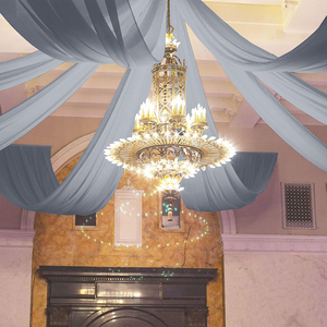 Luxurious White Hanging Ceiling Window Drapes Event Party Decoration Elegant Ceiling Drape <b>Panels</b> 100% Polyester Blackout Flame - Product Image 6