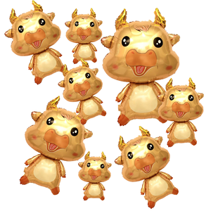 Ferme sur le thème doré dessin <span class=keywords><strong>animé</strong></span> veau en forme de feuille ballon fête d'<span class=keywords><strong>anniversaire</strong></span> fête de vacances décoration de fond - Product Image 5