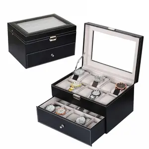 Luxury 20 Grids Handmade Carbon Fiber Watch Box Watch Case Clock Box Time Box for Watch Organizer