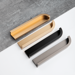 Pegangan Furnitur Aluminium Emas Modern Berkualitas Tinggi Harga Terjangkau Tak Terlihat untuk Lemari Pakaian Kamar Tidur Dapur Laci Pintu - Product Image 2