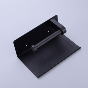 Porte-<span class=keywords><strong>papier</strong></span> hygiénique en acier inoxydable 304, Style Simple, avec étagère, pour la salle de bain à la famille, noir - Product Image 2
