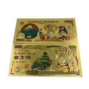 Japan Traditionele Anime Smart Little Monnik Smart Ikkyu San 10000 Yen Goud Plastic Bankbiljet Voor Classic Collection
