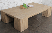Table basse de canapé de tronc d'arbre de bord vivant en bois massif récupéré naturel de style rustique antique