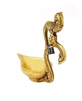 Lampe à huile en laiton Akhand Diya pour Puja-Grand cristal rond Deepak pour décor d'articles Pooja de bureau à domicile