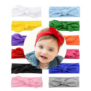 KUACHI Wholesale European and American <strong>Baby</strong> <strong>Headband</strong> Elastic Rabbit Ears <strong>Baby</strong> Bow <strong>Headband</strong> Designer Custom Knotted <strong>Headband</strong> - Product Image 3