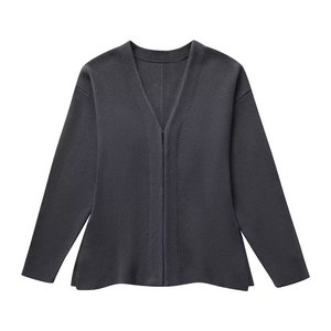 Spring Latest Design Woollen Ribbed Button Cardigan Mini <strong>Dress</strong> Knitted Two Piece Set Skirt - Product Image 2