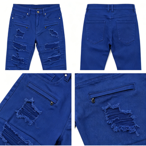 Ropa de mezclilla moderna y atrevida con detalles desgastados y rotos, cintura baja, corte ajustado, para uso diario urbano y estilo hip hop. - Product Image 6