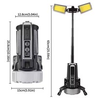Projecteur de Travail LED Rechargeable Portable, Lampe Torche avec Support Pliable et Tige Extensible pour la Chasse, le Camping, la Randonnée et la Réparation