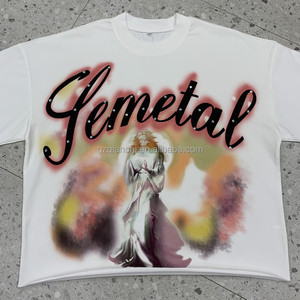 T-shirt personnalisé sérigraphié en coton épais à épaules tombantes, coupe oversize, avec motif graphique en strass, style court et carré pour homme - Product Image 2