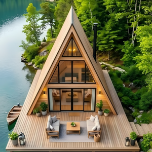 Maison triangulaire préfabriquée moderne de luxe, écologique, durable, imperméable, alimentée à l'énergie solaire, en structure bois-acier, appartement, villa - Product Image 5