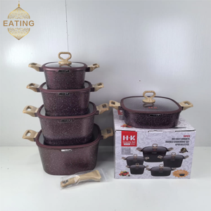 Bộ nồi chảo chống dính 10 món, chất liệu đá granite, dùng được với bếp từ, không chứa PFOA, gồm chảo rán, nồi nhỏ, bộ nấu ăn đúc chống dính - Product Image 3