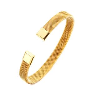 SEPT Trendy Gold Plated Stainless Steel Bangle <strong>Bracelet</strong> for Women Adjustable <strong>Mesh</strong> Open Cuff Bangles Jewelry - Product Image 3
