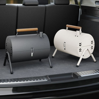 Barbecue compact moderne en acier, mini barbecue portable, baril à charbon de bois, fournitures de jardin, cuisine de table en plein air