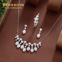Ensemble de bijoux Blossom CS Jewelry en argent sterling 925, élégant, rond, en forme de V, 4 pièces, pour femmes