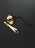 Ensemble de poignées de porte de luxe OEM en laiton massif, finition laiton brossé satiné, pour portes intérieures de chambre et de salle de bain