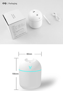 Humidificateur ultrasonique portable de 250 ml, mini, alimenté par USB-A, aromathérapie, lumière LED nocturne, couleur changeante, brume fraîche pour voiture, 1 an OEM - Product Image 6