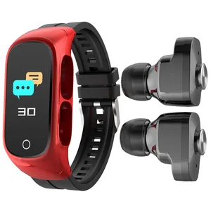 N8 Newest BT Dual Calling Earbuds 2 In 1 Tws Earphone Smart Bracelet Smart Watch with Earphone