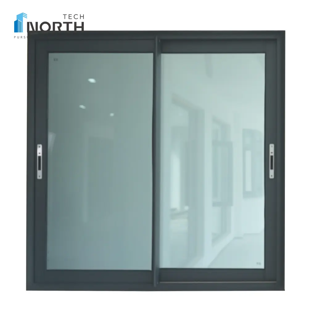 NorthTech sliding window custom design aluminium profile brown color glide smoothly sliding window for sale