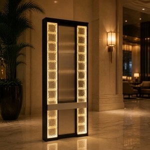 Mampara de Vidrio Estriado, Divisor de Baño Moderno de <span class=keywords><strong>Media</strong></span> Altura con Luz LED <span class=keywords><strong>para</strong></span> Baño, Tocador y Entrada - Product Image 4