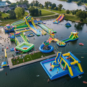 Parc aquatique terrestre de nouvelle conception Fun City Solution unique Parc d'attractions gonflable Parc aquatique terrestre avec piscine à toboggans - Product Image 6