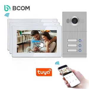 Tuya Videophone Kablosuz Diafon Sistemleri Intercoms สำหรับอาคารอพาร์ตเมนต์ระบบอินเตอร์คอมแบบใช้สาย3สถานี