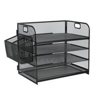 Panier de rangement de bureau multicouche en fer noir pour documents de bureau