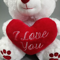 Ours en peluche en forme de cœur blanc doux et petit personnalisé pour la Saint-Valentin