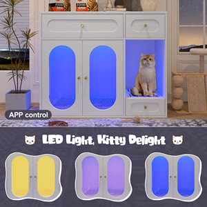 <span class=keywords><strong>Mobiletto</strong></span> per lettiera per gatti con luce LED, <span class=keywords><strong>mobiletto</strong></span> contenitore per lettiera nascosta con ante in acrilico - Product Image 5
