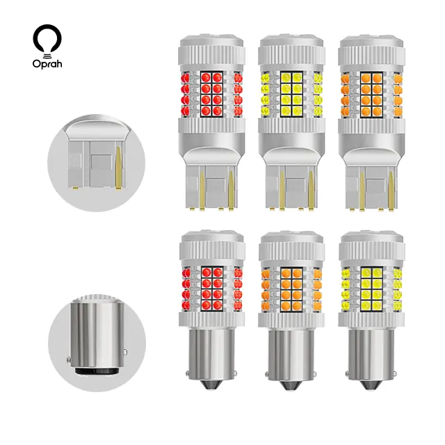 Decodificador Oprah Non-Polar 1156 1157 7443 7440 3156 3157 Luz de freio Canbus T20 7443 Led 1157 Lâmpada LED de contato duplo