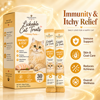 Friandises à lécher pour chats, soutien immunitaire, bien-être de la peau et du pelage, saveur poulet, purée crémeuse, nutrition quotidienne, marque privée OEM