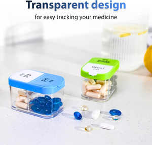 Portapillole in Plastica Portatile A-273 con Segni AM/PM per Promemoria, Contenitore per Medicinali Quotidiano/Settimanale per Integratori - Product Image 6