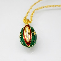 Joyeux Pâques Fleur de Lys Fleur Française Cristal Multicolore Émaillé Œuf Russe Fabergé Bijoux Collier Pendentif