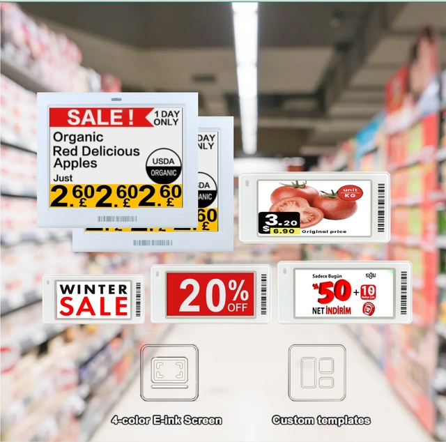 Ble Electronic Shelf Label Esl 7.5 Inch Digital Price Tag E Ink Display 4 Colors Screen Electronic Epaper Screen Ai Eink Smart