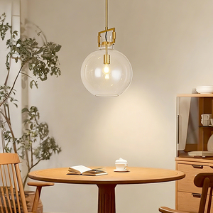 Copper Glass <b>Single</b> Head Lamp Nordic Style Indoor Decorative Hanging Pendant <b>Light</b> for Living Room Bedroom Dining Room - Product Image 3