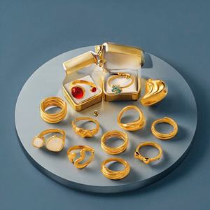 Anillo de Acero Inoxidable Grueso con Circonita Cúbica, Diseño de Lazo, Flor y Corazón, Joyería Chapada en Oro de 18K, Anillos Ajustables de Moda al por Mayor para Mujer - Product Image 2