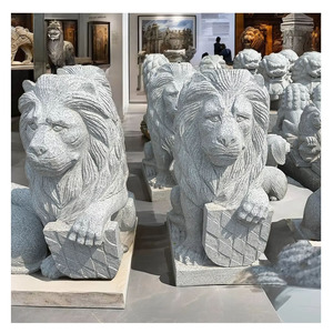 Estatua de estatuilla de Leones de piedra de granito para exteriores de diseño moderno de alta calidad estatua de Animal al por mayor a la venta - Product Image 6