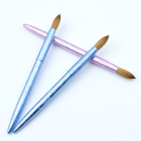 Pinceau à ongles français en poils de kolinsky ovale avec manche en métal bleu et violet de luxe, vente chaude # 12 # 14 # 16 pour manucure professionnelle