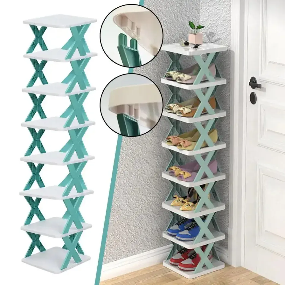 Rak penyimpanan sepatu Organizer dapat dilepas, rak menyimpan keluarga rumah tangga Multi lapisan sederhana kabinet warna