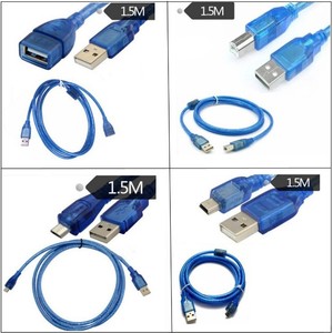 Cable de extensión USB 2.0 Mini 5p azul de 1,5 m, adaptador macho a hembra para transferencia de datos de impresora - Product Image 1