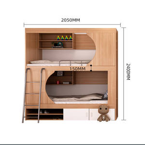 Ensemble de mobilier moderne pour hôtel, appartement, école : <span class=keywords><strong>lit</strong></span> <span class=keywords><strong>superposé</strong></span> <span class=keywords><strong>double</strong></span> pour dortoir, chambre à coucher, <span class=keywords><strong>en</strong></span> bois écologique et durable - Product Image 6