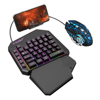 Teclado Mini T-WOLF T19 de Una Mano para Juegos, Teclado Ergonómico con Cable y Retroiluminación LED de 40 Teclas para Teléfono