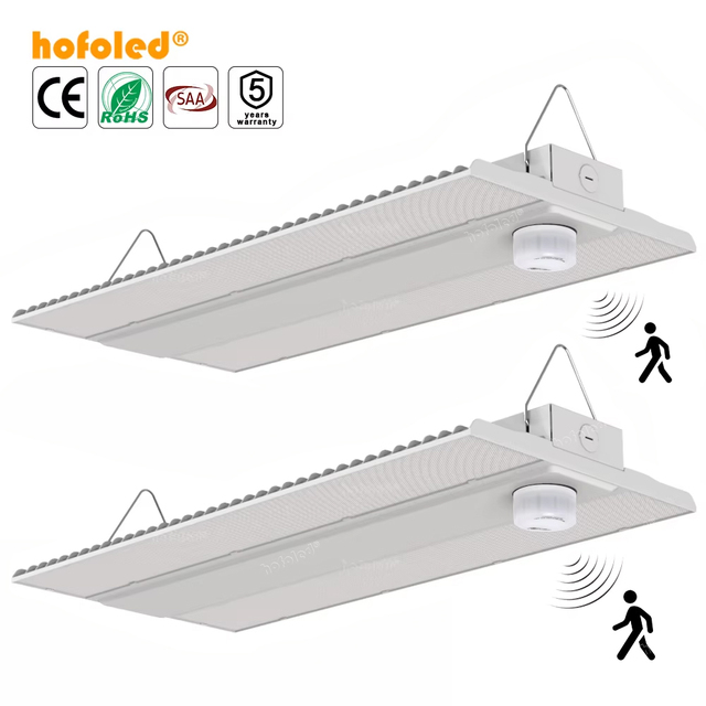 Hofoled  Linear Hi Bay Light PIR Infrared Motion Sensor Hanging Shop Light Long Shape Batten 150LM/W Warehouse Linear LED Light