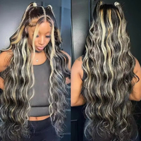 Perruque Blonde Mèches Blanches Cheveux Humains 200% Brésiliens Sans Colle 30 40 Pouces Ondulées Perruques Frontales en Dentelle Cheveux Humains 13x4 13x6 Perruques en Dentelle HD