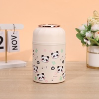 Nouvelle boîte alimentaire isotherme en acier inoxydable imprimée, pot alimentaire portable, thermos, boîte à déjeuner, boîte à soupe avec poignée, couvercle et cuillère
