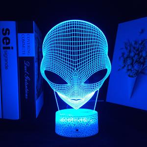 Uzaylı Kafa Figürü 3D Fotoğraf Çerçevesi Gece Lambası El Sanatları Lazer Gece Lambası Masaüstü Dekorasyonu Animasyon Hayranları İçin Hediye - Product Image 6
